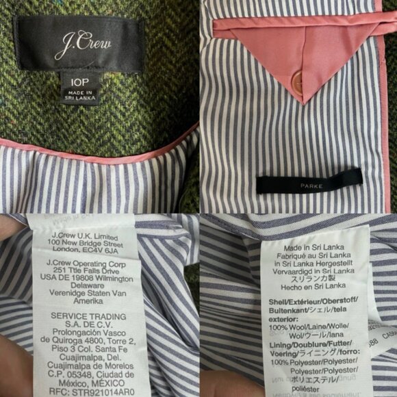 J.Crew Parke Blazer in Green Herringbone tweed size 10 10P - Picture 7 of 9